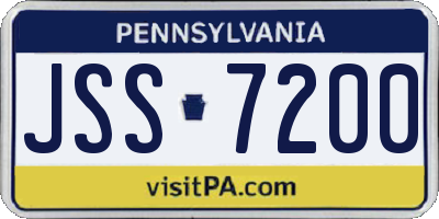 PA license plate JSS7200