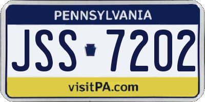 PA license plate JSS7202