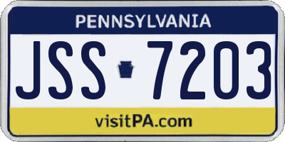 PA license plate JSS7203