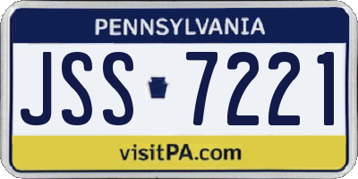 PA license plate JSS7221