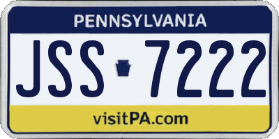 PA license plate JSS7222