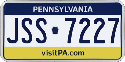 PA license plate JSS7227