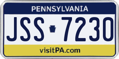 PA license plate JSS7230