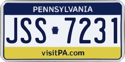 PA license plate JSS7231
