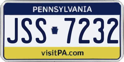 PA license plate JSS7232