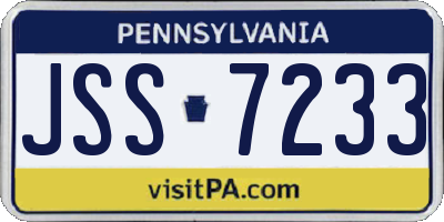 PA license plate JSS7233
