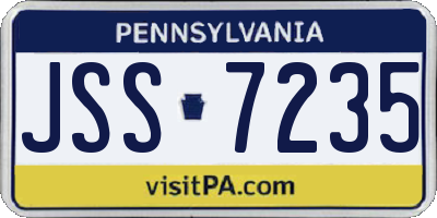 PA license plate JSS7235