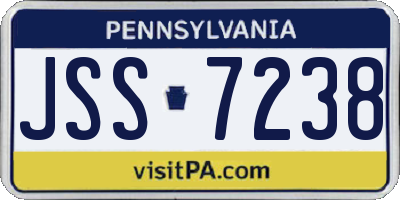 PA license plate JSS7238