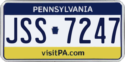 PA license plate JSS7247