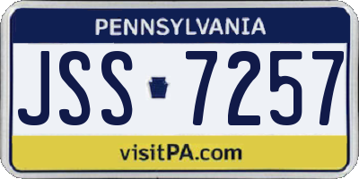 PA license plate JSS7257