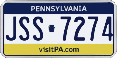 PA license plate JSS7274