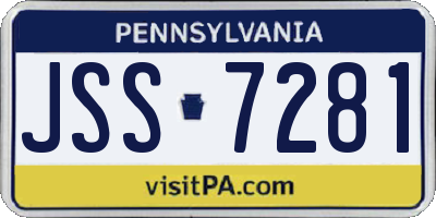 PA license plate JSS7281