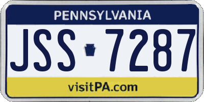 PA license plate JSS7287