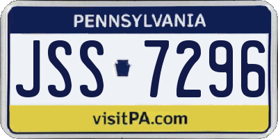 PA license plate JSS7296