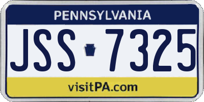 PA license plate JSS7325