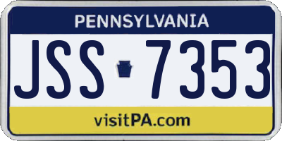 PA license plate JSS7353