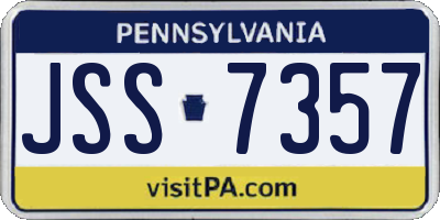 PA license plate JSS7357