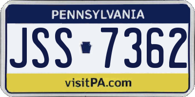 PA license plate JSS7362