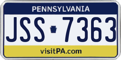 PA license plate JSS7363