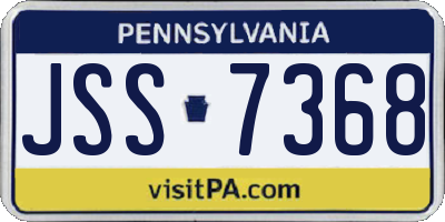 PA license plate JSS7368