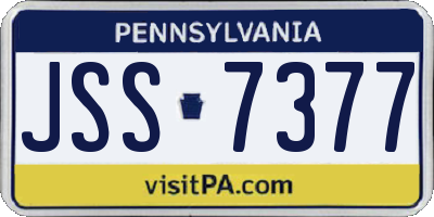 PA license plate JSS7377