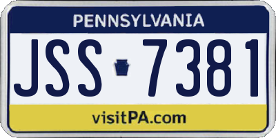 PA license plate JSS7381