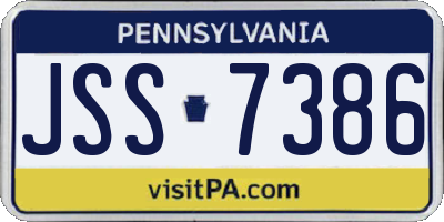 PA license plate JSS7386