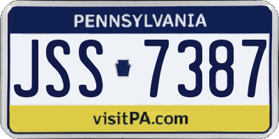 PA license plate JSS7387