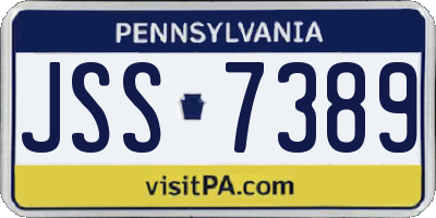 PA license plate JSS7389