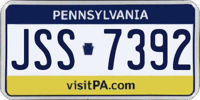 PA license plate JSS7392