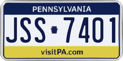 PA license plate JSS7401