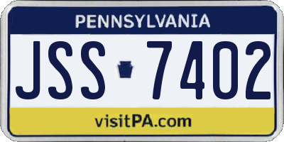 PA license plate JSS7402