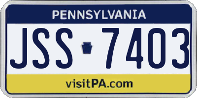 PA license plate JSS7403