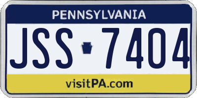 PA license plate JSS7404