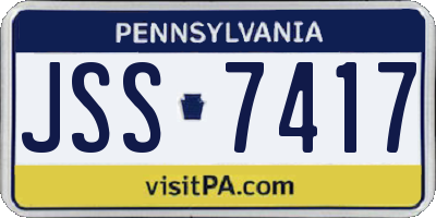PA license plate JSS7417