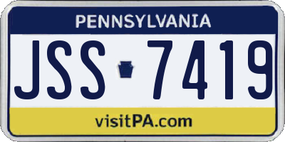 PA license plate JSS7419