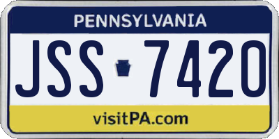 PA license plate JSS7420