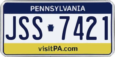 PA license plate JSS7421