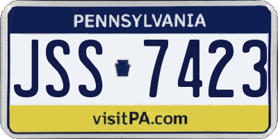 PA license plate JSS7423