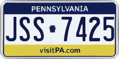 PA license plate JSS7425