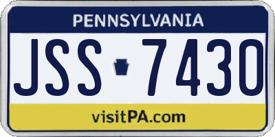PA license plate JSS7430