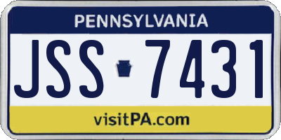 PA license plate JSS7431