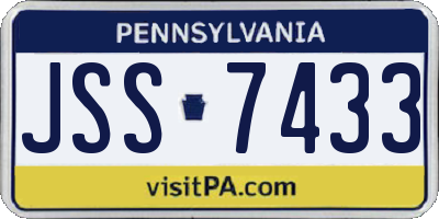 PA license plate JSS7433