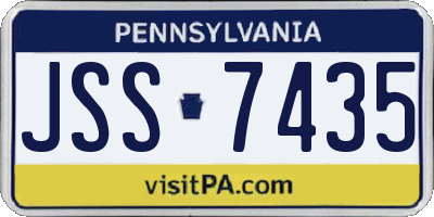 PA license plate JSS7435