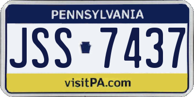 PA license plate JSS7437