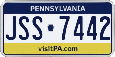 PA license plate JSS7442