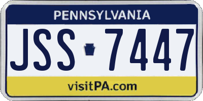 PA license plate JSS7447