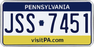 PA license plate JSS7451
