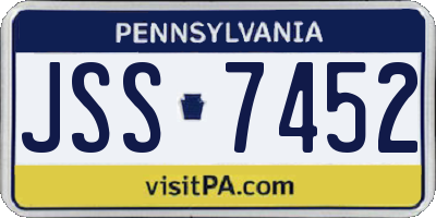 PA license plate JSS7452