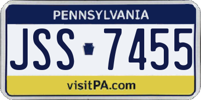 PA license plate JSS7455